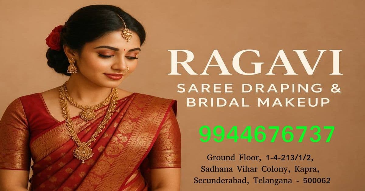 Ragavi Saree Draping & Bridal Makeover in Secundrabad & Hyderabad